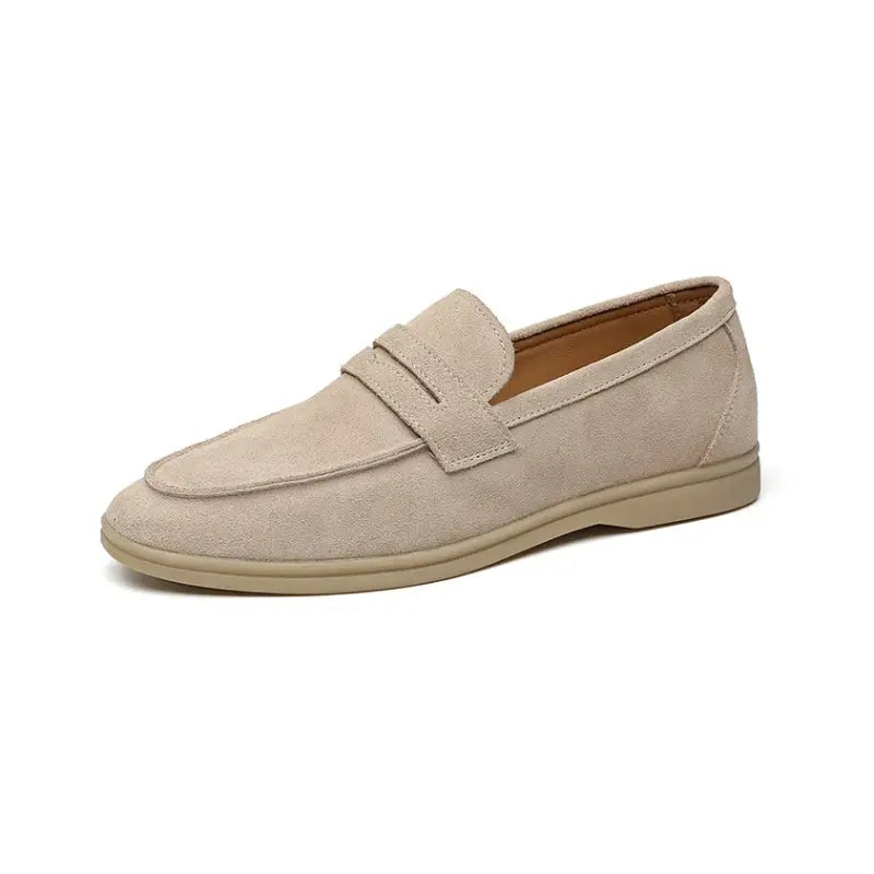 Beige Suede Penny Loafer