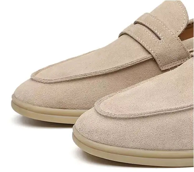 Beige Suede Penny Loafer